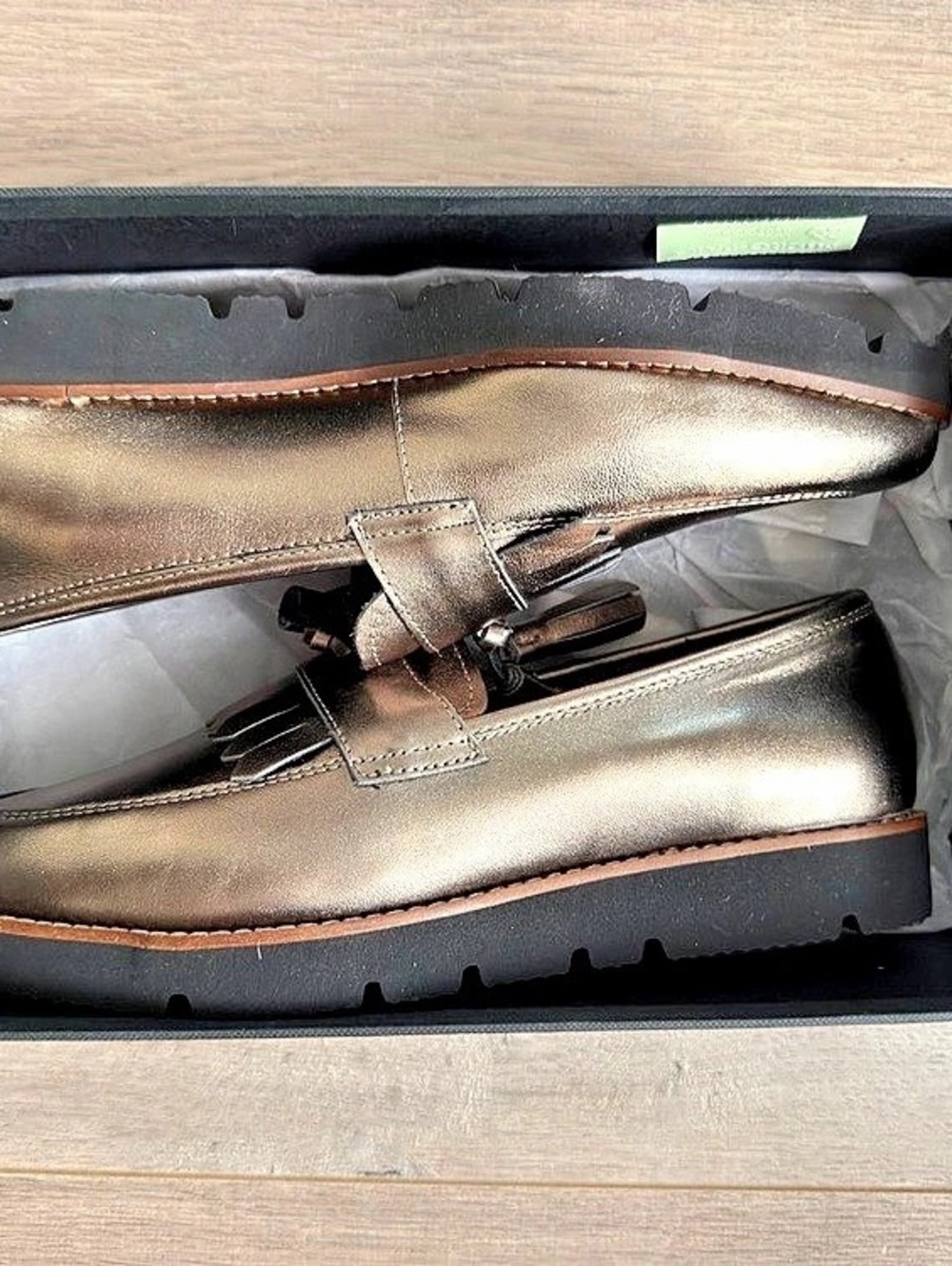 Steve Madden Naomie Pewter Lea Loafer Flats in Brown US 9.5 New